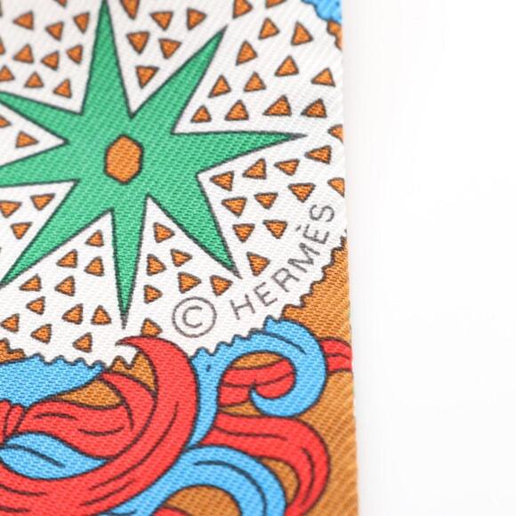 HERMES Brown Silk Scarf - Picture 3 of 6